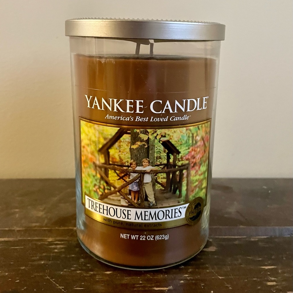 Yankee Candle TREEHOUSE MEMORIES Large 22 oz Jar Candle Discontinued RARE BN